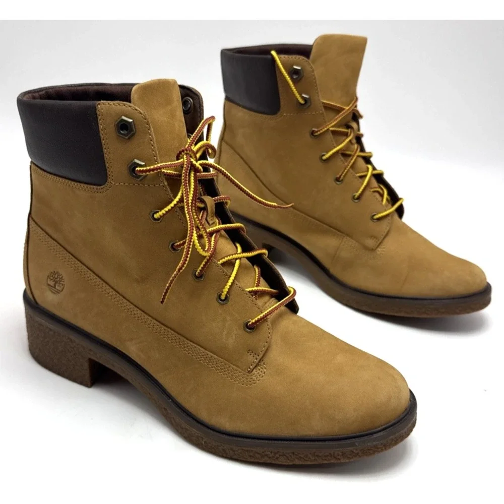 Timberland Women's Brinda 6 Inch Wheat Nubuck Lace Up Boots A1KLL Size 8.5